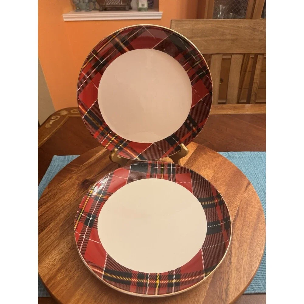 Robert Stanley Home Collection Plaid Dinner Plates Set of 2